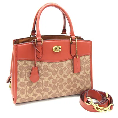 Pre-owned Coach Pvc Leather Handbag Shoulder Bag () In Brown