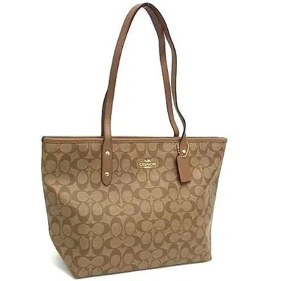 Pre-owned Coach Pvc Leather Handbag Shoulder Bag Tote Bag () In Brown