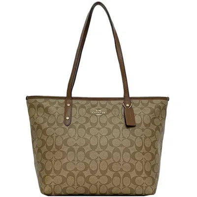 Pre-owned Coach Pvc Leather Tote Bag () In Brown