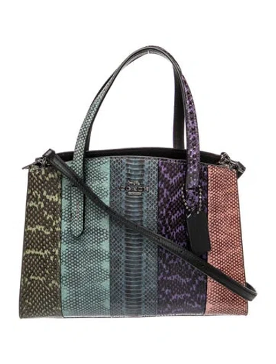 Pre-owned Coach Python Top Handle Bag In Black