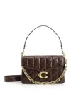 Coach Quilted Glazed Leather Chain Tabby Shoulder Bag With Chain Shoulder Bags Brown