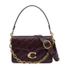 Coach Quilted Glazed Tabby With Chain Shoulder Bag In Burgundy
