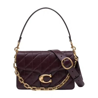 Coach Quilted Glazed Tabby With Chain Shoulder Bag In Burgundy