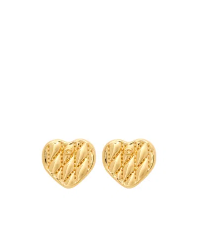 Coach Quilted Heart Earrings In Yellow