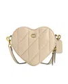 Coach Heart Crossbody With Quilting In Nude