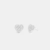 Coach Quilted Heart Stud Earrings In Metallic