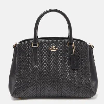 Coach Quilted Leather Sage Carryall Satchel In Black