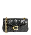 Coach Tabby 26 Black Quilted Crossbody Bag With Chain-link Leather Shoulder Straps And Logo Plaque On The  In Black
