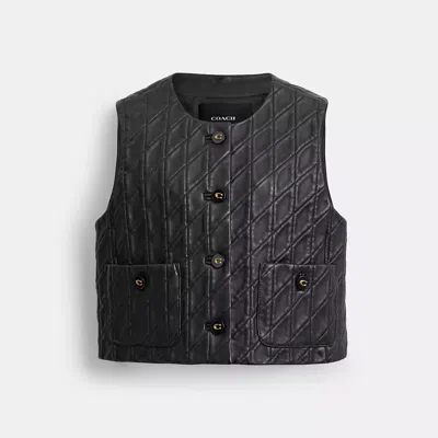 Coach Quilted Leather Vest In Black