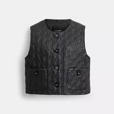 Coach Quilted Leather Vest In Black