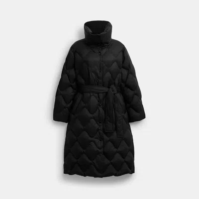 Coach Quilted Long Puffer In Black