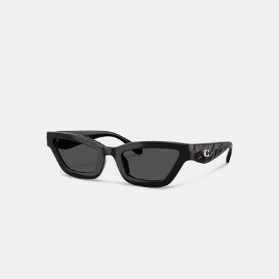 Coach Quilted Narrow Cat Eye Sunglasses In Black