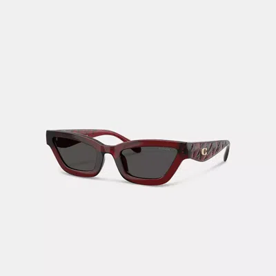 Coach Quilted Narrow Cat Eye Sunglasses In Red