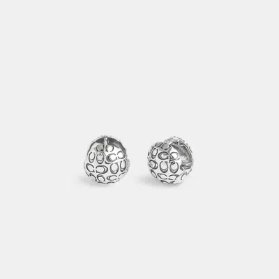 Coach Quilted Orb Earrings In Silver
