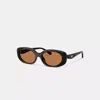 Coach Quilted Oval Rectangle Sunglasses In Black