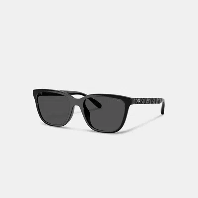 Coach Quilted Refined Square Sunglasses In Black