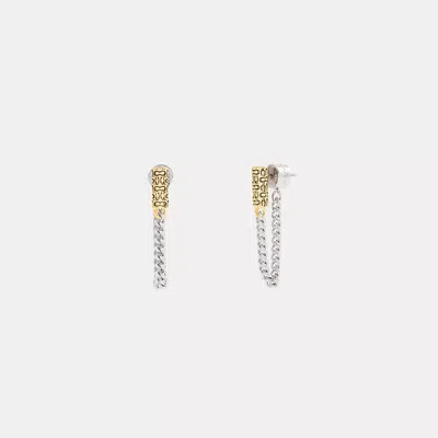 Coach Quilted Signature Bead Chain Earrings In Metallic
