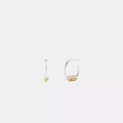 Coach Quilted Signature Bead Hoop Earrings In Metallic