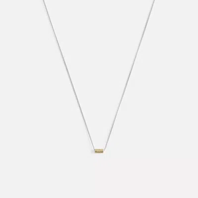 Coach Quilted Signature Bead Pendant Necklace In Metallic