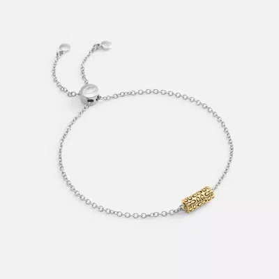 Coach Quilted Signature Bead Slider Bracelet In Metallic