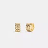 Coach Quilted Signature Huggie Earrings In Gold/black