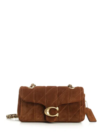 Coach Quilted Suede Tabby Shoulder Bag 20 With Chain Shoulder Bags Brown