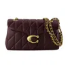 Coach Quilted Tabby 26 With Chain Shoulder Bag In Burgundy