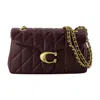 Coach Quilted Tabby 26 With Chain Shoulder Bag In Burgundy