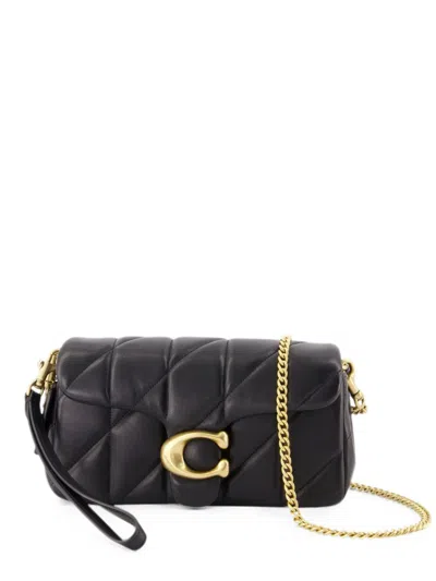 Coach Quilted Tabby Leather Shoulder Bag In Black