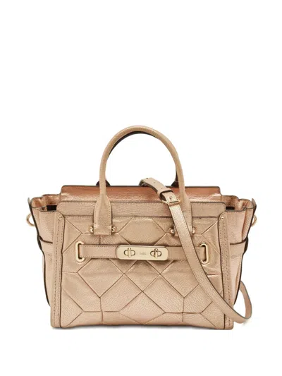 Pre-owned Coach Quilted Texture Leather Tote Bag In Pink