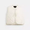 Coach Quilted Tie Front Vest In Beige