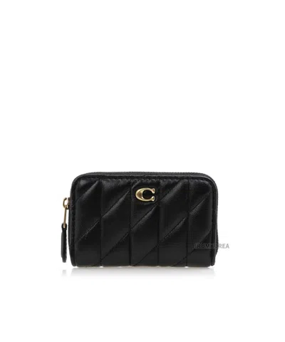 Coach Quilted Zipper Clip In Black