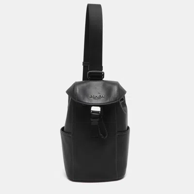 Pre-owned Coach Racer Black Leather Pack Bag