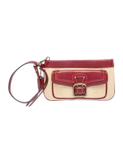 Pre-owned Coach Raffia Clutch In Multi