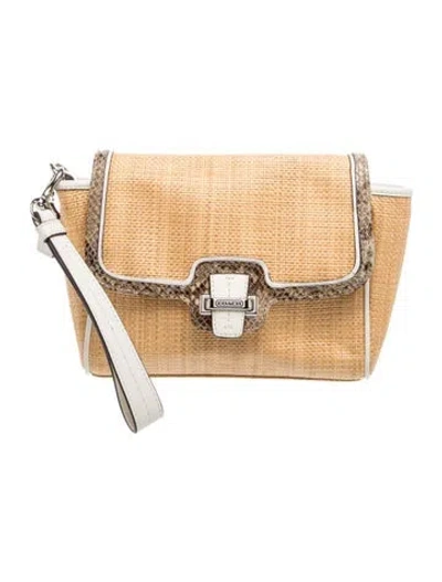 Pre-owned Coach Raffia Clutch In Neutrals