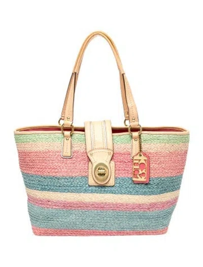 Pre-owned Coach Raffia Tote In Multi | ModeSens