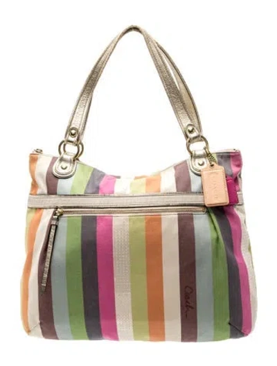 Pre-owned Coach Raffia Tote In Neutral