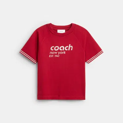 Coach Raglan Jersey T-shirt In Organic Cotton In Red