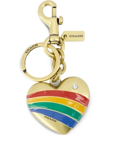 Coach Rainbow Heart Keyring In Gold