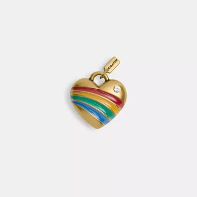 Coach Rainbow Heart Shoelace Charm In Gold