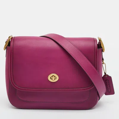 Pre-owned Coach Rambler Purple Leather Crossbody Bag