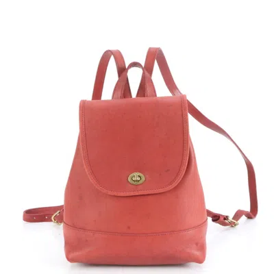 Pre-owned Coach Red Color Leather Backpack ()