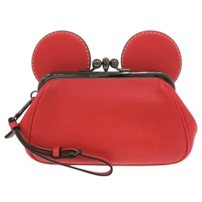 Pre-owned Coach Red Color Leather Clutch Bag Pouch ()
