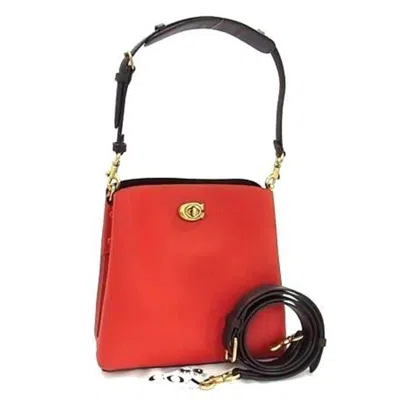 Pre-owned Coach Red Color Leather Handbag Shoulder Bag ()