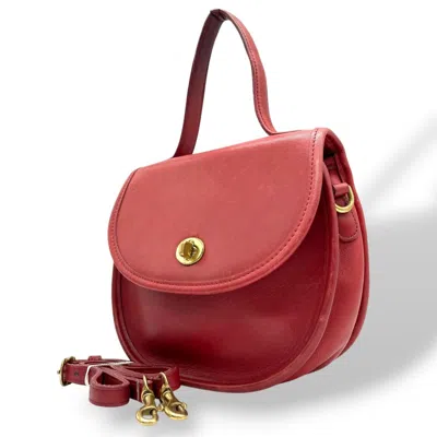 Pre-owned Coach Red Color Leather Handbag Shoulder Bag ()