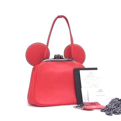 Pre-owned Coach Red Color Leather Handbag Shoulder Bag Tote Bag ()