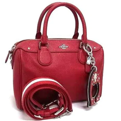 Pre-owned Coach Red Color Leather Handbag Shoulder Bag Tote Bag ()