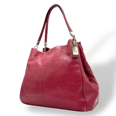 Pre-owned Coach Red Color Leather Handbag Tote Bag ()