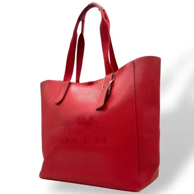 Pre-owned Coach Red Color Leather Tote Bag ()