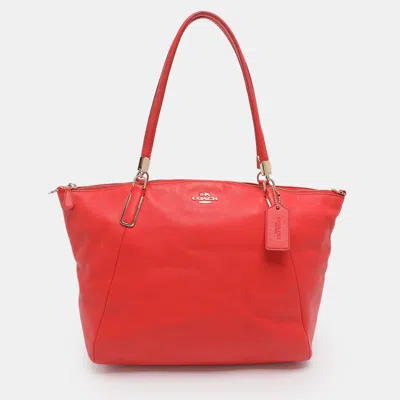 Pre-owned Coach Red Leather Kelsey Tote In Orange